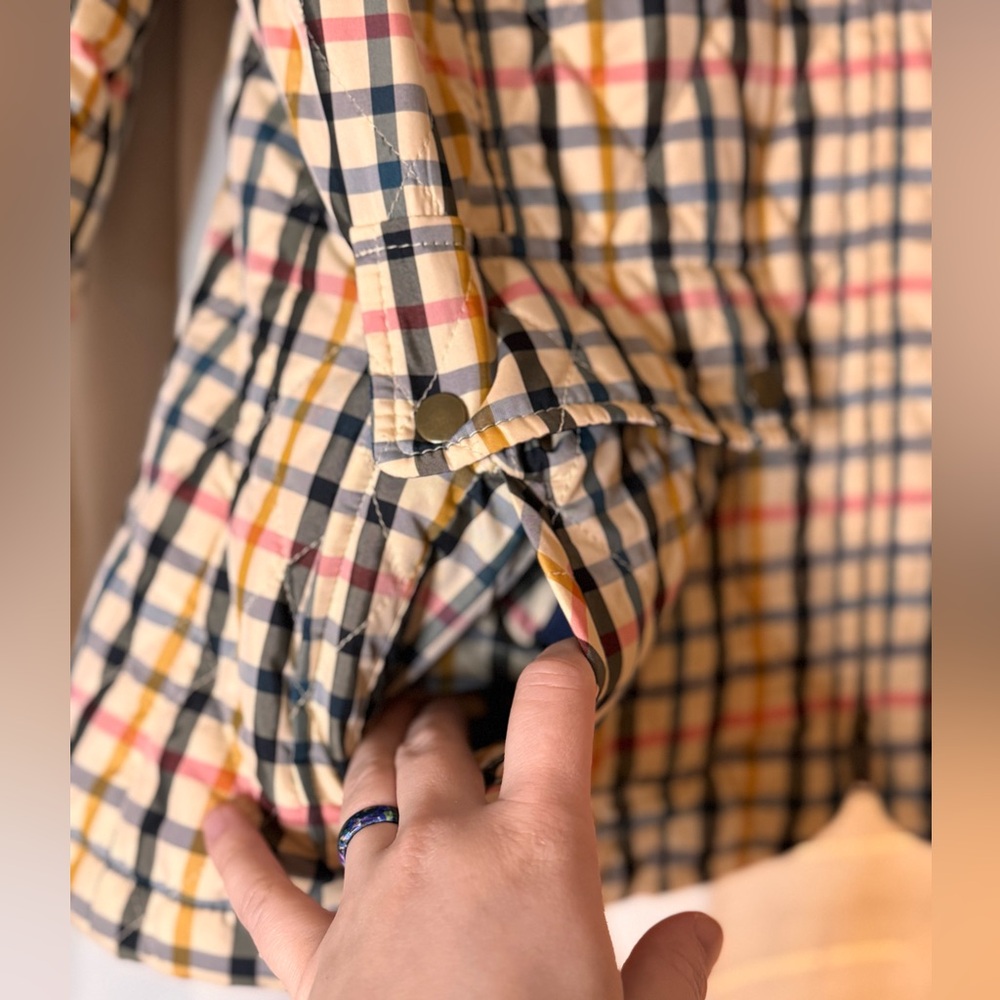 TALBOTS Petite Quilted Plaid Zip Front Light Jacket - Picture 5 of 12